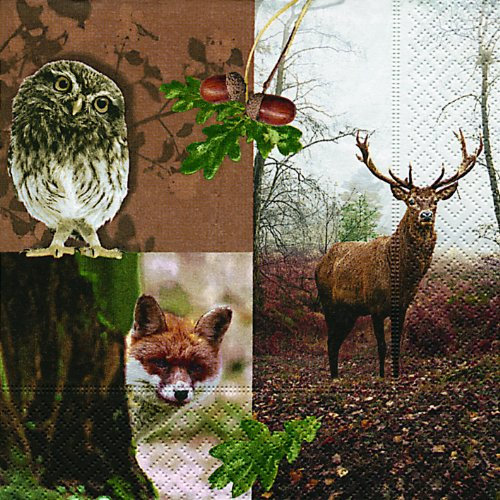 20 Servietten Forest Resident ? Waldbewohner/Hirsch/Waldtiere 33x33cm