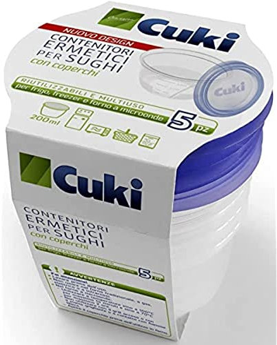 Cuki Contenitori Ermetici Per Sughi Con Coperchi - 0,20 L - Ø7,2 X H8,2 Cm - [5 pezzi]