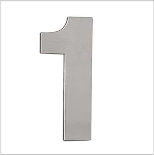 EVI Herrajes | House Number | 12cm Adhesive Stainless Steel Door Numbers | Waterproof | 1 Digit
