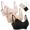 HOFISH Damen Still-BHS nahtlos – 3er Pack Bralettes für Schwangerschaft & Stillzeit, mit BH-Verlängerungen & Clips, volle Abdeckung, Pink/Schwarz/Beige, Größe M