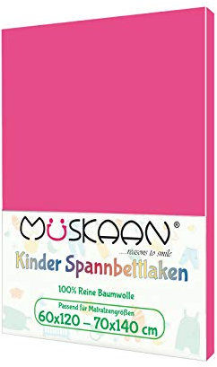 Müskaan Jersey Kinder Spannbettlaken | Betttuch 100% Baumwolle | Baby Spanbetttuch 60x120 cm - 70x140 cm | Bettlaken Qualität 135 g/m² | Magenta