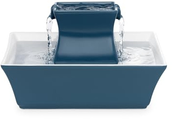 PetSafe Drinkwell Pagoda Fontaine pour Animal Domestique Capacité 2 l Fontaine à Eau intérieure surélevée en céramique pour Chat, 2 Niveaux d'eau Qui Tombe Librement, Charbon et Filtre en Mousse
