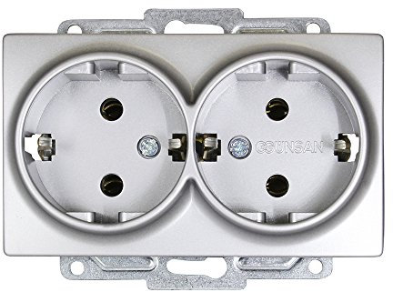 Gunsan Visage 2-fach Steckdose Unterputz Silber