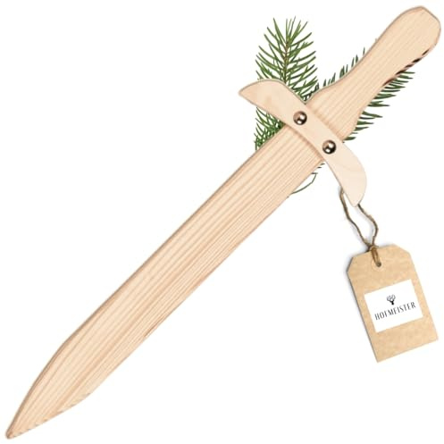 HOFMEISTER® Holzschwert Kinder 44 cm – Ritterschwert aus Fichte für Ritterspiele, Fasching und Kindergeburtstag, abgerundete Kanten, Handarbeit (1 Stück)
