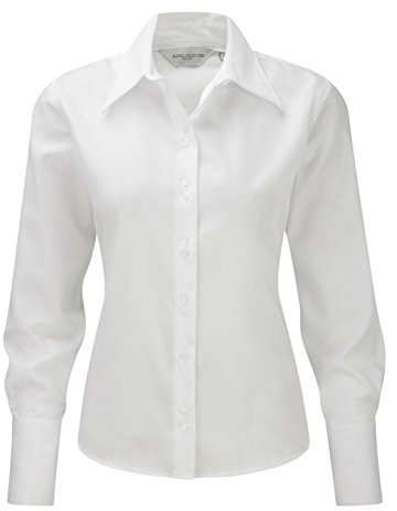 Russell Workwear Damen Bluse, lange ärmel, bügelfrei Gr. M, weiß