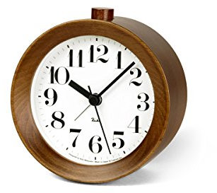 Lemnos Wecker Riki/Designer Wecker Analog ohne Ticken/Reisewecker in japanischer Qualität/analoger Wecker ohne Ticken/Wecker batteriebetrieben mit Snooze & Licht – Farbe Braun
