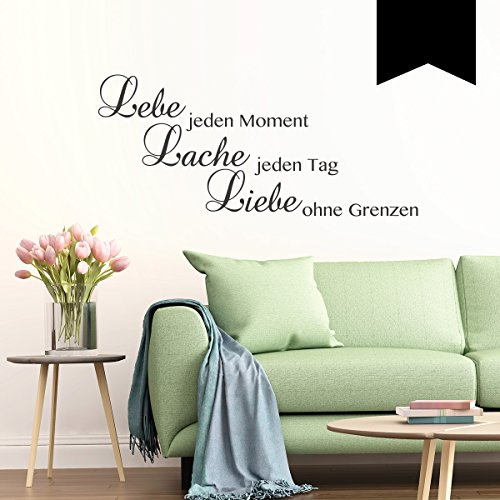 Wandkings Wandtattoo Lebe jeden Moment 50 x 21 cm schwarz - erhältlich in 33 Farben
