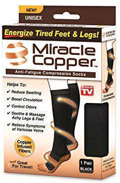 Miracle Kompressionsstrümpfe gegen Ermüdungserscheinungen, mit Kupfer, Größe L/XL