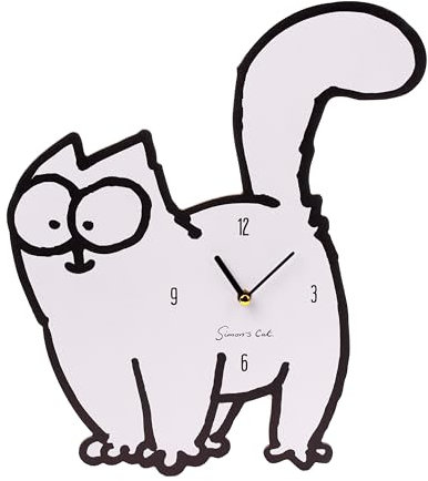 Puckator Simon's Cat Shaped Picture Clock - Wall Clock Clocks - Mens Cute Cool Preppy Home Gaming Room Bedroom Office Decor Decoration - Asthetic Accessories Stuff Men Things