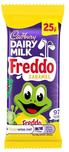 Cadbury Dairy Milk Freddo Caramel Chocolate Bar, Soft Caramel Centre, Pack of 60, 19.5g