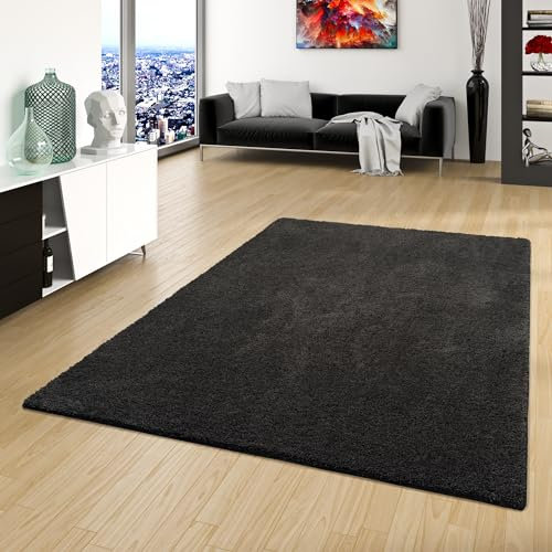 Palace Hochflor Shaggy Teppich Stone Grau Anthrazit in 24 Größen