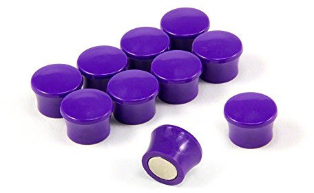 Small High Power Purple Memo Board Magnets for Fridge, Whiteboard, Noticeboard, Filing Cabinet - Pack of 10