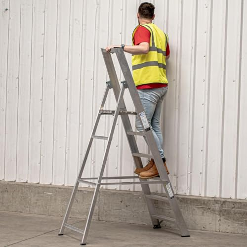 BPS® Industrial Platform Step Ladder/Ladders | 150kg Load Capacity | Aluminium | Heavy Duty | EN131 Pro Certified | 1.51m Platform Height | 6 Steps