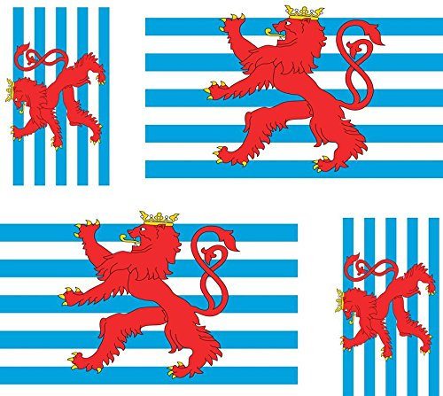 Akachafactory 4 x selbstklebend Sticker Auto Moto Koffer Laptop Flagge Luxemburg Löwe