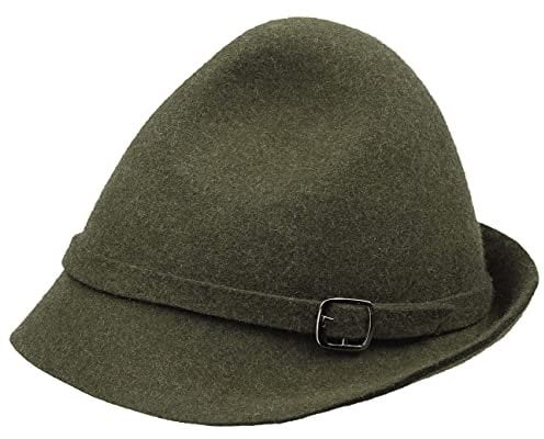 Lipodo Tiroler Jagdhut Herren Filzhut mit Ripsfutterband Wollfilzhut mit Zierschnalle Trachtenhut Sommer Winter Oliv 60 cm