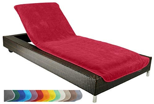 Brandsseller Gartenliegenbezug 75x200 cm – Frottee Schonbezug Handtuch-Auflage aus 100% Baumwolle – waschbar, rutschfest, Öko-Tex Standard 100 – Rot