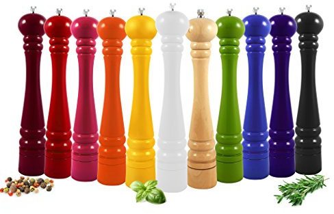 Sendez Pfeffermühle Salzmühle in 14 Farben Gewürzmühle Hochglanz 32cm Made IN EU (Schwarz)