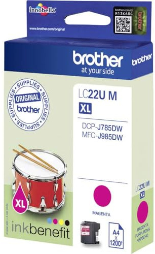 Brother Original XL-Tintenpatrone LC-22UM magenta (für Brother MFC-J985DW und DCP-J785DW), LC22UM