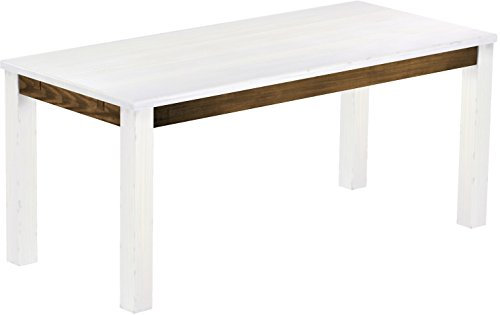 Esstisch Rio Classico 180x80 cm Snow Eiche Holz Pinie Massivholz Esszimmertisch Echtholz ausziehbar vorgerichtet für Ansteckplatten Brasilmöbel