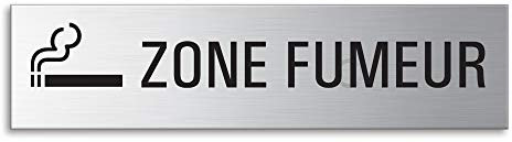 Plaque de Porte - Zone Fumeur | Signalétique en Acier inox brossé 160 x 40 mm No.27109