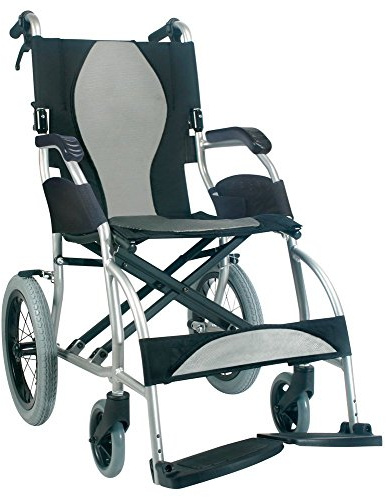 Karman Healthcare S-2501 Ergonomic Ultra Lightweight Transport Chair, Pearl Silver, 18 Seat Width
