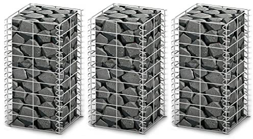 vidaXL 3X Paniers de Gabion Fil Galvanisée Bases pour Mur Clôture Jardin