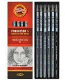 Koh-I-Noor 8915 Progresso - Set of 2, Graphite/Watercolor Set, Full Pencil Pen Wooden Free (6 Pieces incl. 1 Water-Soluble Pencil)