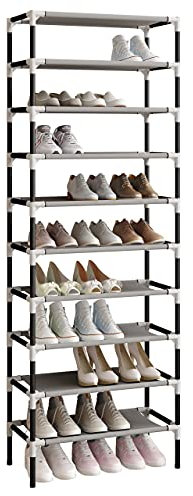 AcornFort® S-115 Black 10 Tiers Shoe Storage Rack Organiser Shelf Hold Stand for 30 Pairs Shoes, Extra Sturdy Design Using 16mm Thickened Tubes