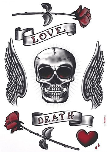 Komar Deco-Sticker |CALAVERA | 50 x 70 cm | Wandtattoo, Wandbild, Wandsticker, Wandaufkleber, Walltattoo, Totenkopf, Rosen, Gothic, Liebe, Tot -17020h