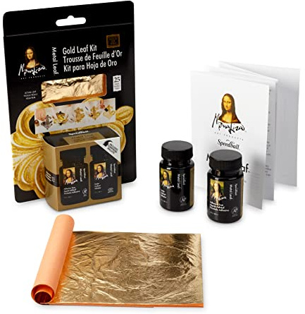 Speedball Mona Lisa Composition Gold Leaf Kit, Includes 25-Sheets, Adhesive and Sealer for Metal Gilding Crafts