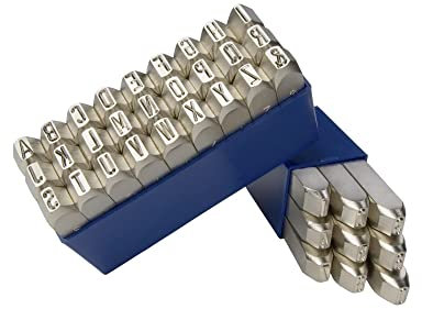 GRAVUREM-Nr. 1 Schlagzahlen und -buchstaben 0-9 + A-Z,& (Kombination) - für Edelstahl (VERNICKELTE OBERFLÄCHE) / 2mm