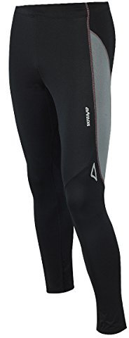 Airtracks FUNKTIONS Laufhose LANG PRO AIR/Running Hose/Tight/Kompression/Reflektoren - L - schwarz-grau