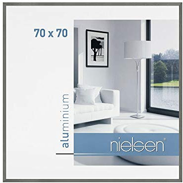 nielsen Bilderrahmen, 70 x 70 cm, Aluminium, Schwarz matt, Posterrahmen zum Aufhängen im Hoch- & Querformat, Echtglas, C2