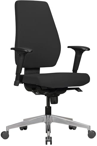 AMSTYLE Bürostuhl Darius mit Stoff-Bezug in Schwarz, Design Schreibtisch-Stuhl mit Synchromechanik & Armlehnen, Drehstuhl Drehsessel ergonomisch 120 kg
