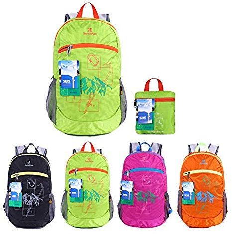 EGOGO Wasserdicht Faltbare Stopfbare Wandern Reisen Rucksack School Tasche Rucksack für Mädchen Jungen College Studenten S2016 (Grün)