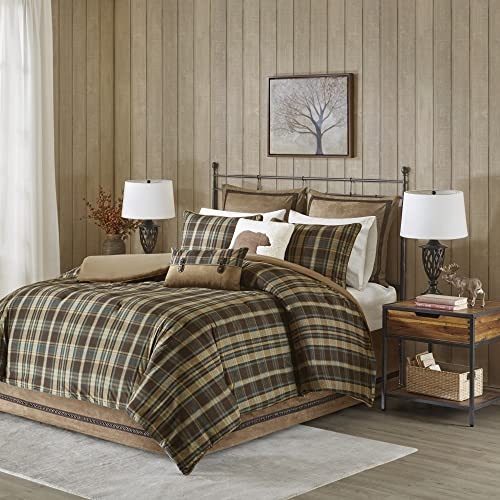 Woolrich King Comforter Set, Rustic Lodge Cabin Comforter, All Season Down Alternative Bedding with Matching Shams & Bedskirt, Soft Cozy Spun Fabric, Hadley Plaid, Multi