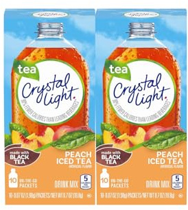 Crystal Light Mezcla de bebidas sobre la marcha – 2 cajas, 10 sobres por caja – Añadir al vaso o a una botella de agua (cada té)