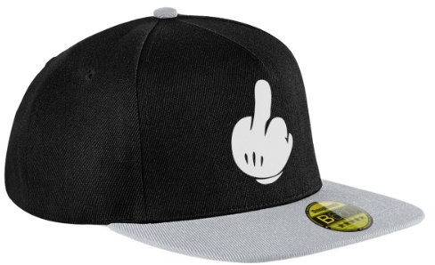 Stylotex Flat Cap Mittelfinger Hoch Print, Farbe:schwarz-grau