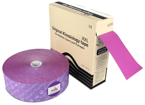 Nasara Original Kinesiologie Physio XXL Tape für Sport und Medizin, Rollengröße 5cm x 32m, Lila