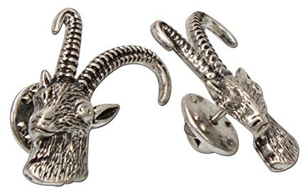 Alpenflüstern Ansteck-Pins Gamsbock 2er-Set antik-Silber-Farben API036
