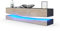 Vladon Lowboard City, Made in Germany, TV-Kommode mit Sockelelement, 1 offenem Fach und 3 Schubkästen, Schwarz matt/Eiche Sägegrau, inkl. LED-Beleuchtung (178 x variabel x 39 cm)