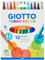 GIOTTO Turbocolor Felt Tip Fibre Pens, Fine Tip Nib 2.8mm, 12 Assorted Colours, Ideal for Children, Parties and Schools