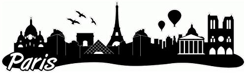 Samunshi® Paris Skyline Aufkleber Sticker Autoaufkleber City Gedruckt - 20x5,7cm schwarz