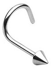 Paula & Fritz® Piercing-s Nase Spirale Silber Nasenpiercing-s Stecker Nasen-Ring Nostril Nasenflügel Schmuck Chirurgenstahl Kegel Spitze 0,8-mm