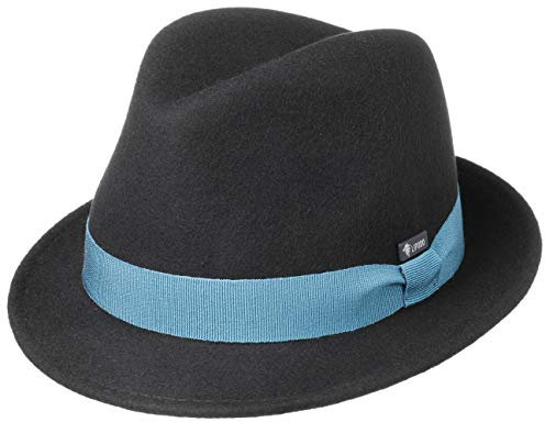 Lipodo Kinderhut aus Wollfilz - Trilby Made In Italy - Filzhut mit Ripsband - Wollfilzhut Sommer/Winter - Fedora für Kids - One Size 52-53 cm schwarz One Size