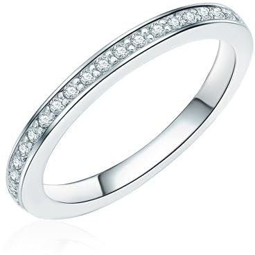 Rafaela Donata Damen-Ring 925 Sterling Silber Zirkonia weiß - Silberring in Memoire-Form mit Zirkonia farblos Vorsteckring