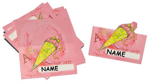 alles-meine.de GmbH 6 Tischkarten/Platzkarten - Mädchen Schulanfang Party Sitzplatz Karte Schuleinführung Schulbeginn