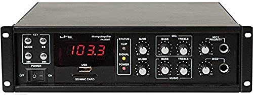 PAA80BT - LTC - Amplificador de 80W con entradas de micrófono y línea - Bluetooth, USB, SD y sintonizador FM - Negro