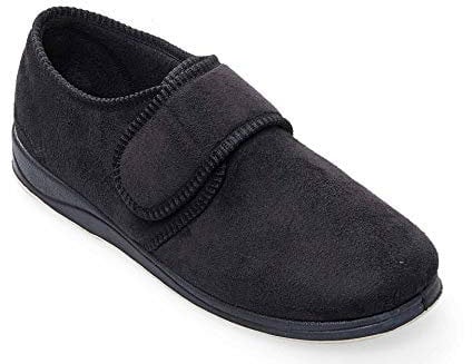 Padders Charles Wide Fitting Mens Memory Foam Slippers - Black - UK10