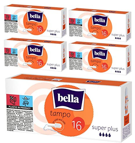 bella Tampo Tampons Super Plus: Super Plus-Tampons mit Easy-Twist-System, 5er Pack (5 x 16 Stück), perfekt für Anfängerinnen